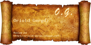 Oriold Gergő névjegykártya